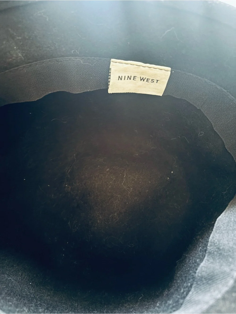 Nine West Black Felt Cloche with Flower Accent